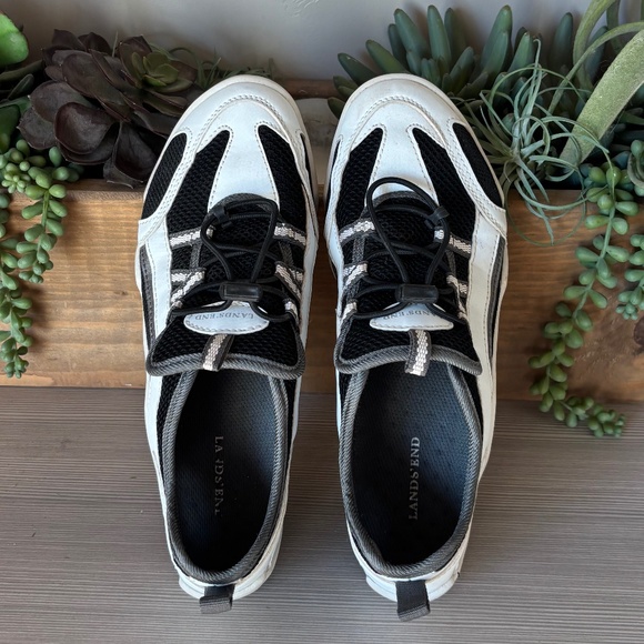 Lands End - Light Wear Toggle Athletic Shoe in Black & White - Picture 4 of 9